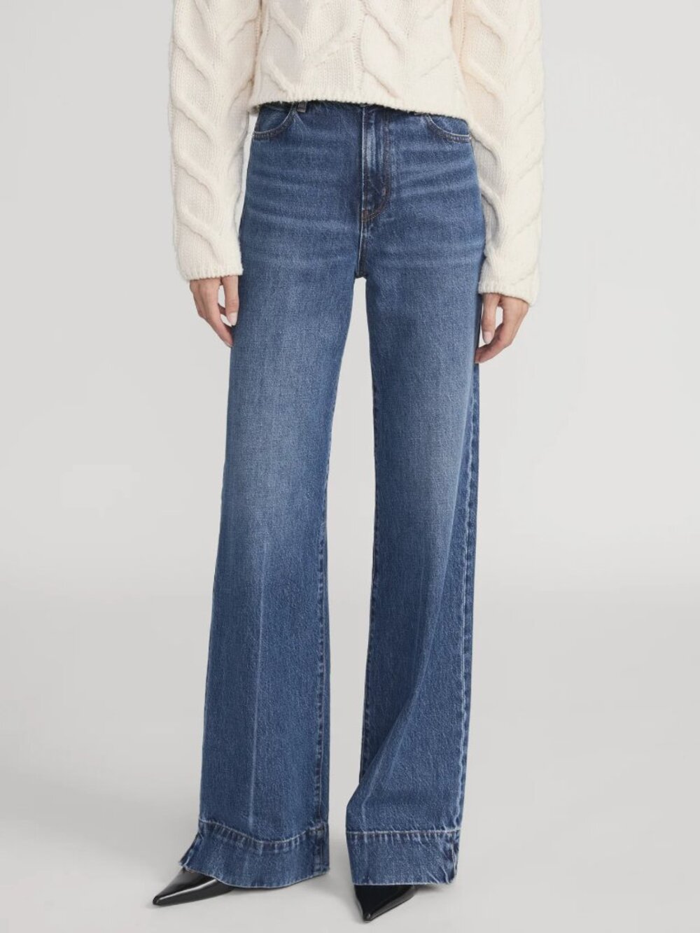 $348 FRAME The Slice Ultra High Waist Wide Leg Flare Jeans Headliner Palazzo 25